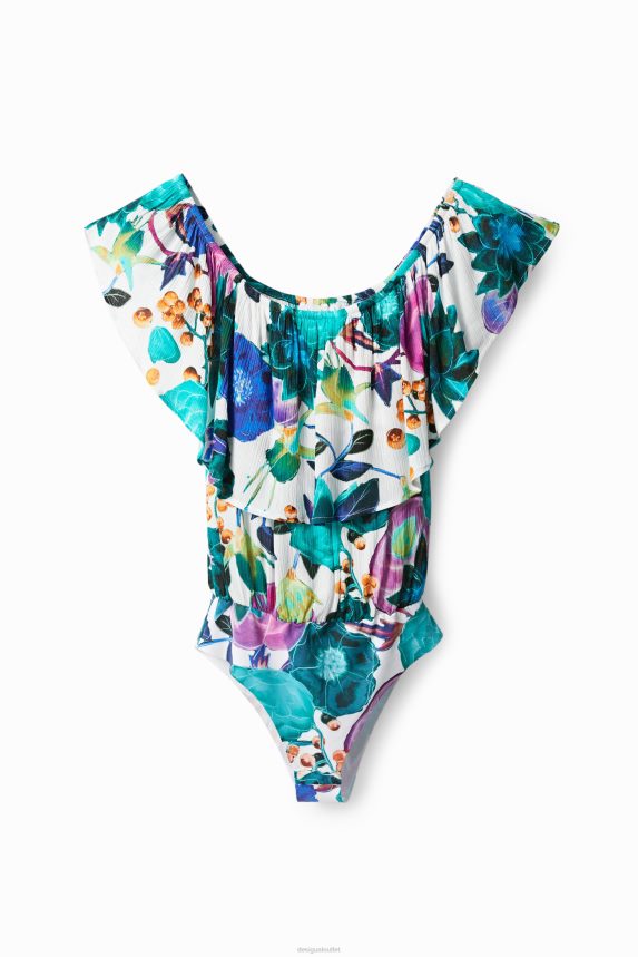 Women DesigualBoat neck floral bodysuit Clothing 68X240882