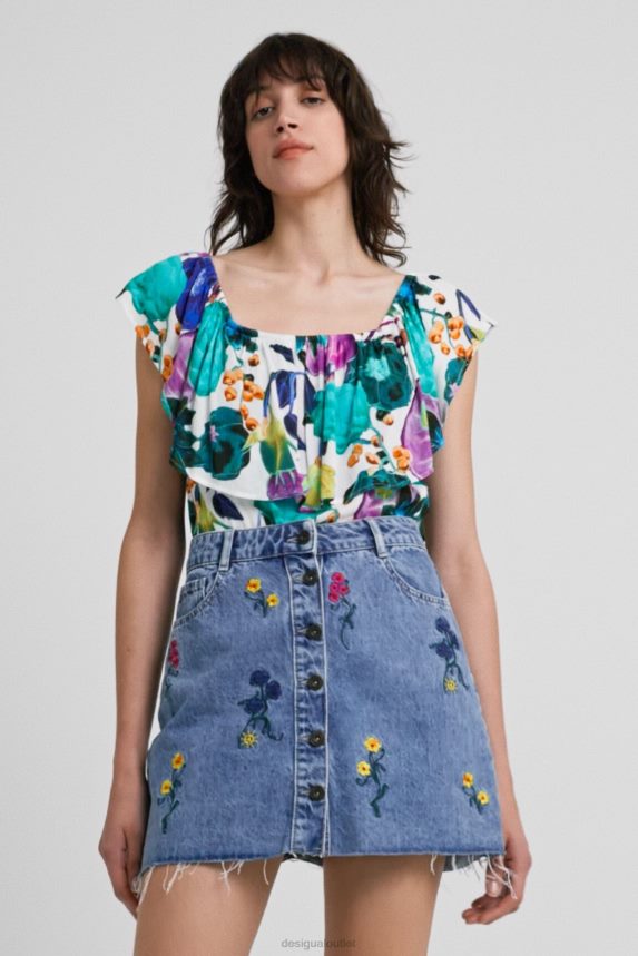 Women DesigualBoat neck floral bodysuit Clothing 68X240882