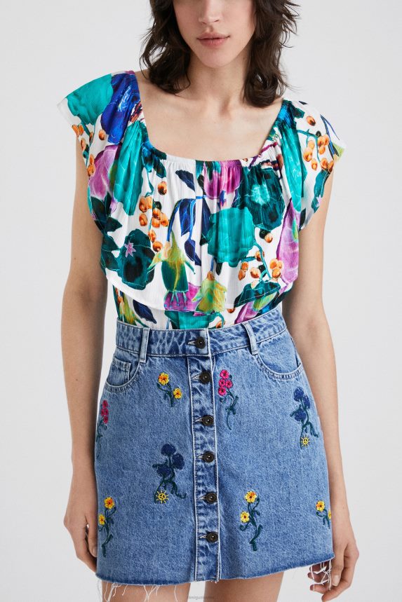 Women DesigualBoat neck floral bodysuit Clothing 68X240882