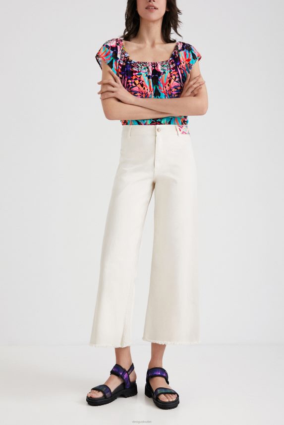 Women DesigualBoat neck geometric bodysuit Clothing 68X240521