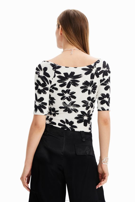 Women DesigualFloral ribbed bodysuit Clothing 68X240531