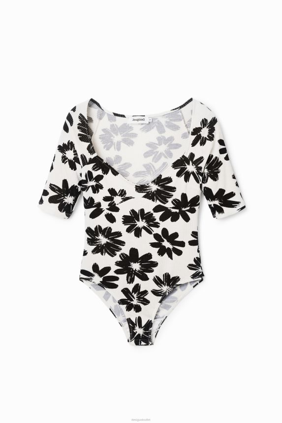 Women DesigualFloral ribbed bodysuit Clothing 68X240531