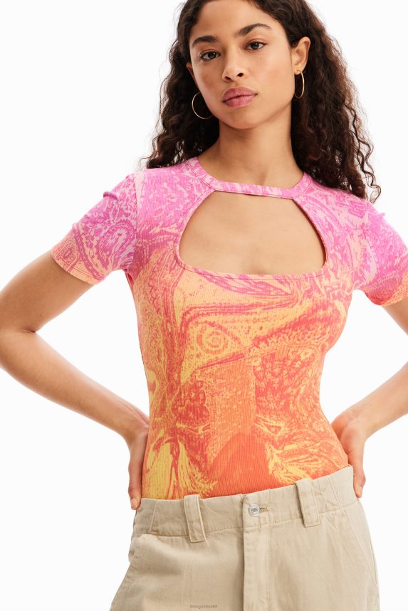 Women DesigualM. Christian Lacroix ribbed cut-out bodysuit Clothing 68X240717