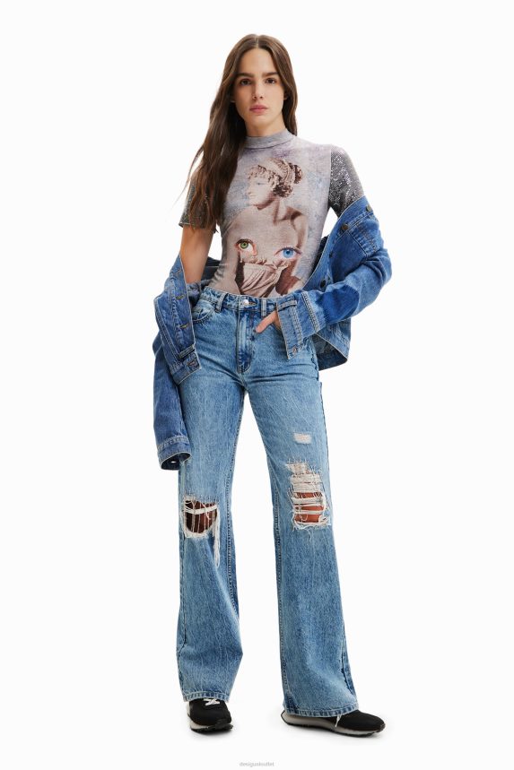 Women DesigualMetallic knit bodysuit Clothing 68X240866