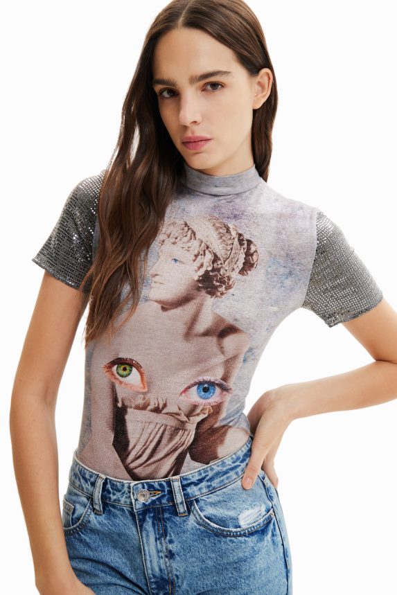 Women DesigualMetallic knit bodysuit Clothing 68X240866