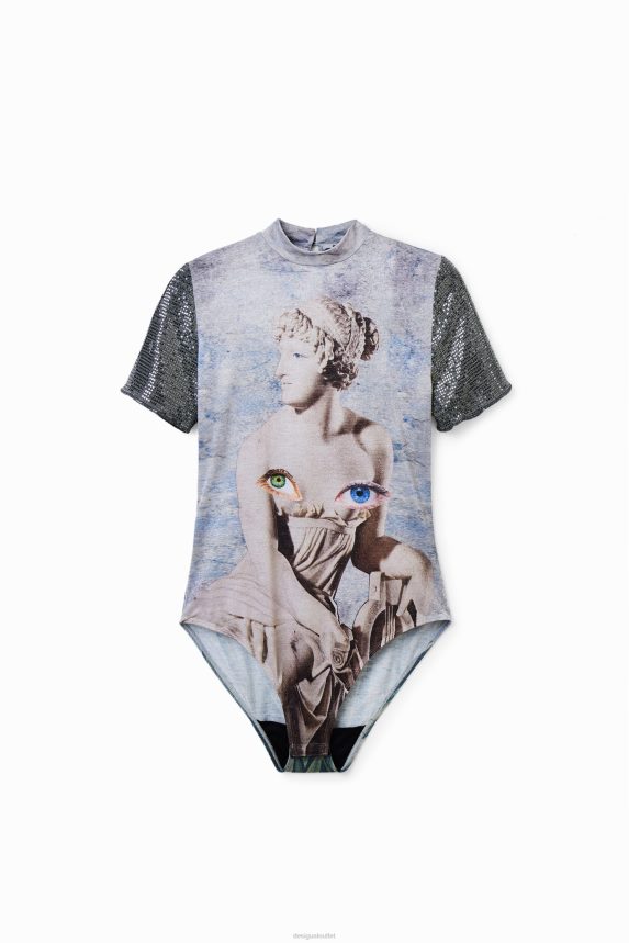 Women DesigualMetallic knit bodysuit Clothing 68X240866