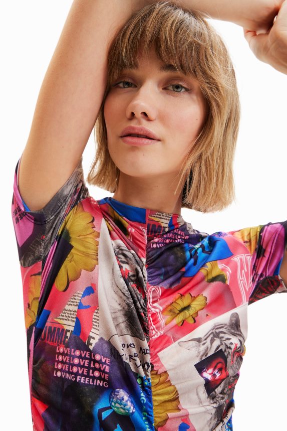 Women DesigualRuched collage bodysuit Clothing 68X240741