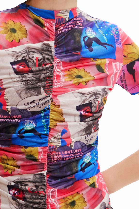 Women DesigualRuched collage bodysuit Clothing 68X240741