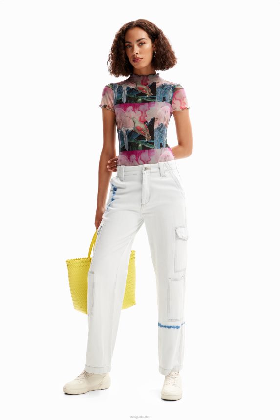 Women DesigualShort-sleeve fantasy tulle bodysuit Clothing 68X240352