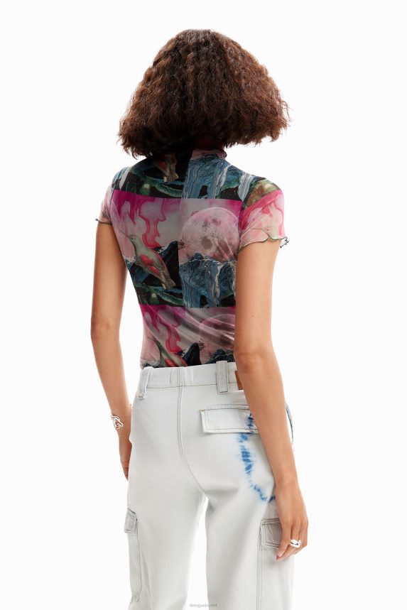 Women DesigualShort-sleeve fantasy tulle bodysuit Clothing 68X240352