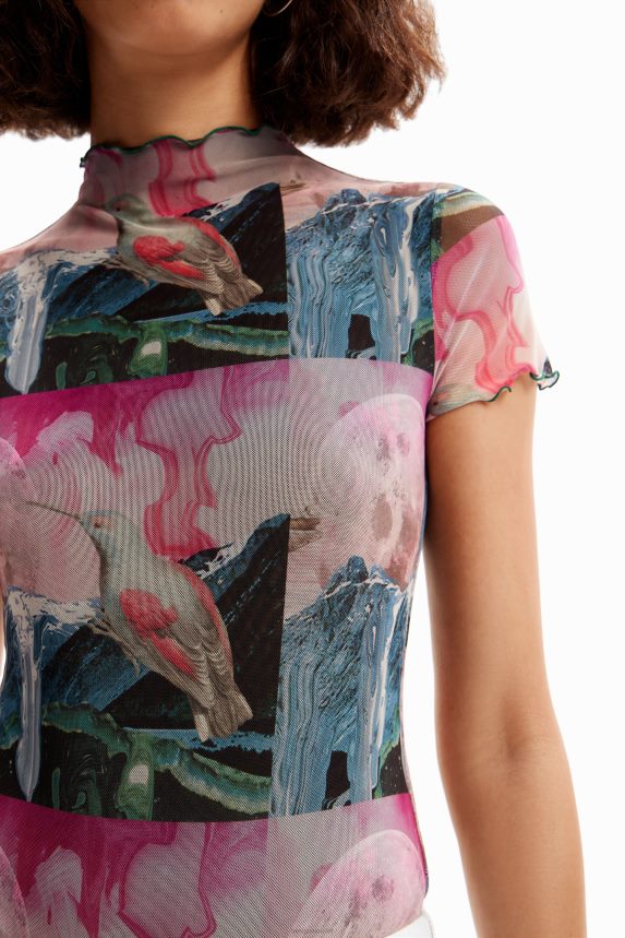 Women DesigualShort-sleeve fantasy tulle bodysuit Clothing 68X240352