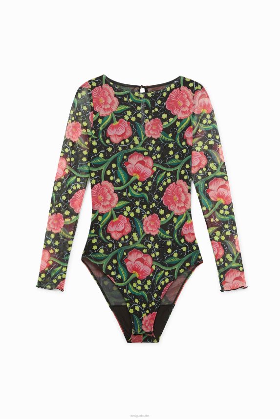 Women DesigualSlim floral bodysuit Clothing 68X2401088