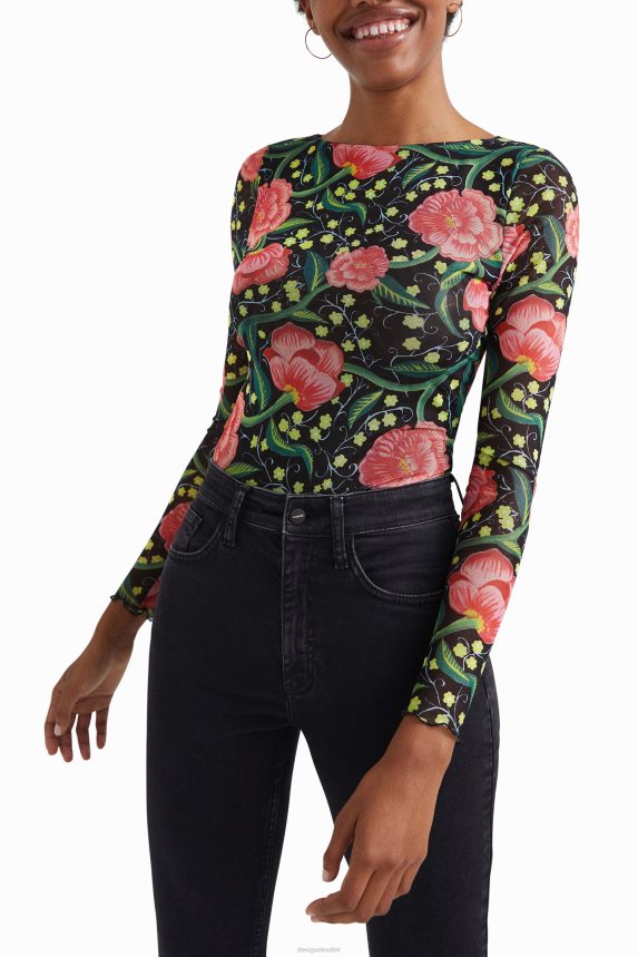 Women DesigualSlim floral bodysuit Clothing 68X2401088