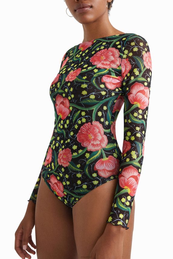 Women DesigualSlim floral bodysuit Clothing 68X2401088