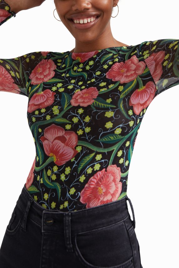Women DesigualSlim floral bodysuit Clothing 68X2401088