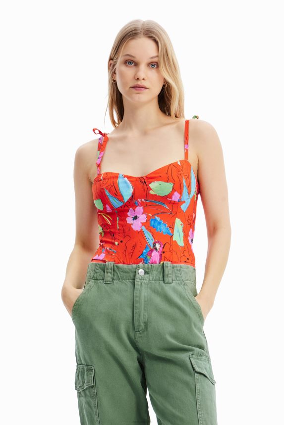 Women DesigualTropical strappy corset bodysuit Clothing 68X240514