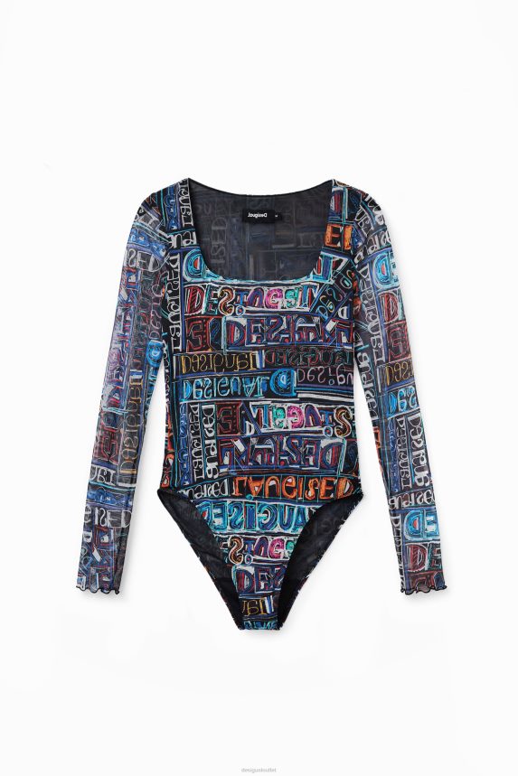Women DesigualTulle arty logo bodysuit Clothing 68X240335
