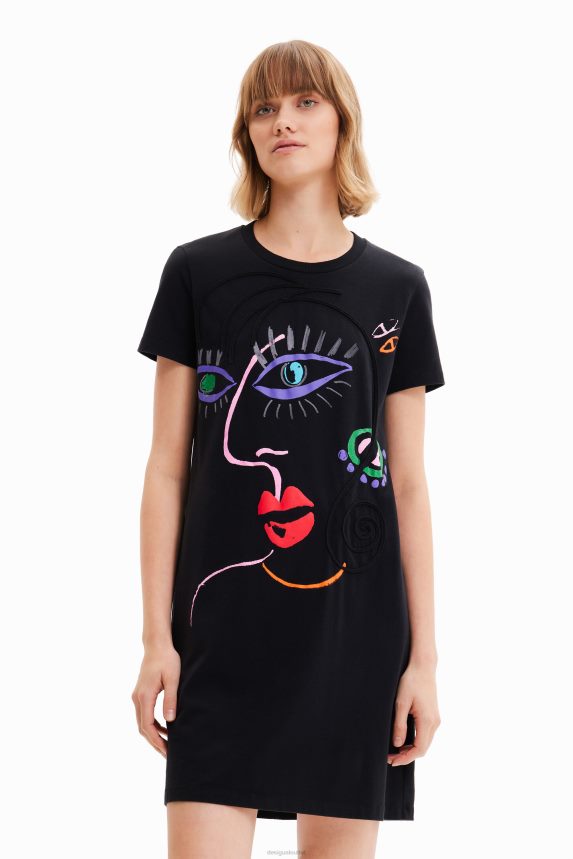 Women DesigualArty face T-shirt dress Clothing 68X240330