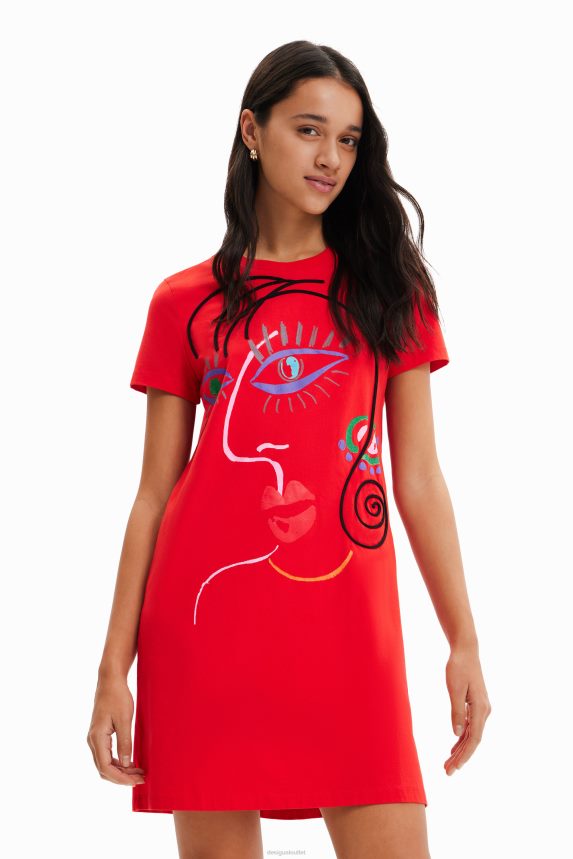 Women DesigualArty face T-shirt dress Clothing 68X240945