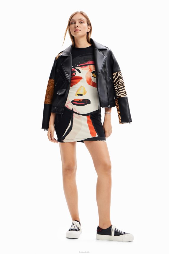 Women DesigualArty face mini dress Clothing 68X24056