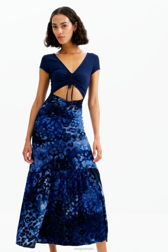 Women DesigualCombination textured animal-print long dress Clothing 68X240591