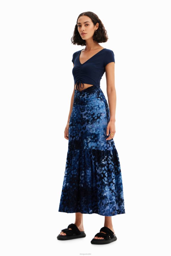 Women DesigualCombination textured animal-print long dress Clothing 68X240591