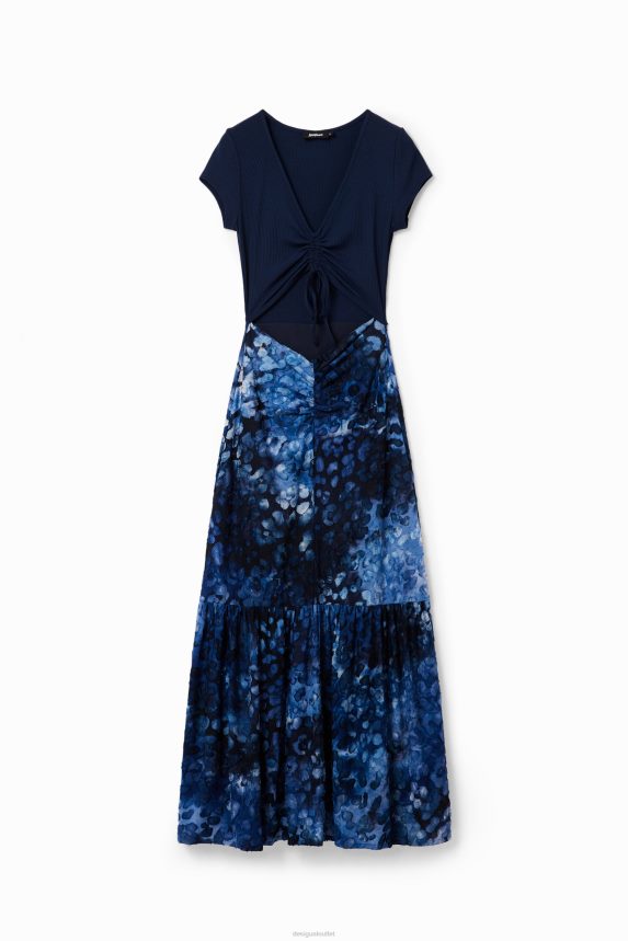 Women DesigualCombination textured animal-print long dress Clothing 68X240591