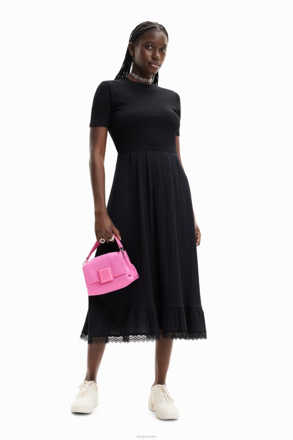 Women DesigualCombination textured midi dress Clothing 68X240309