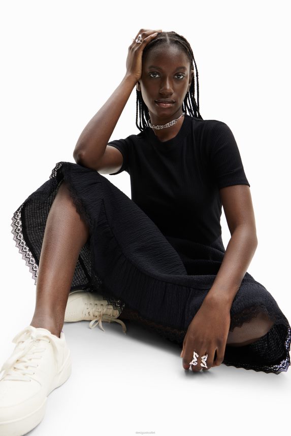 Women DesigualCombination textured midi dress Clothing 68X240309