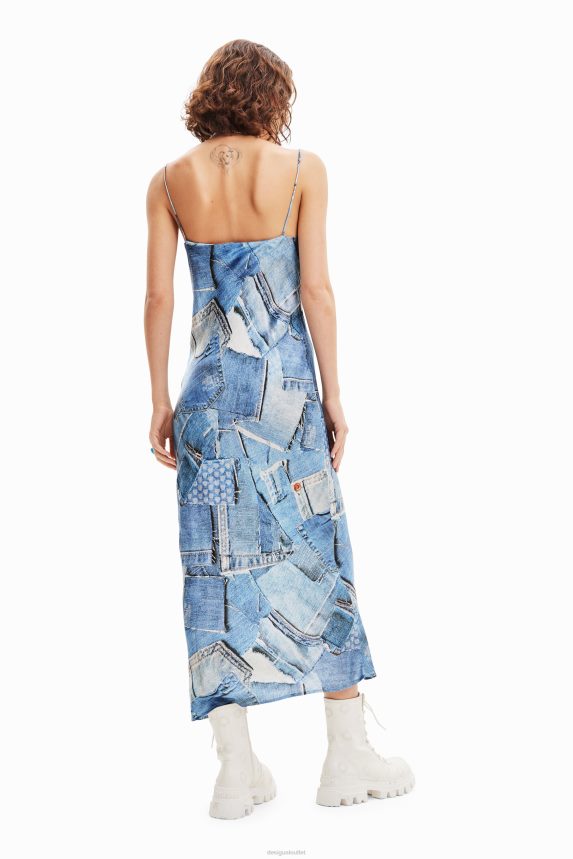 Women DesigualDenim patchwork midi dress Clothing 68X24098
