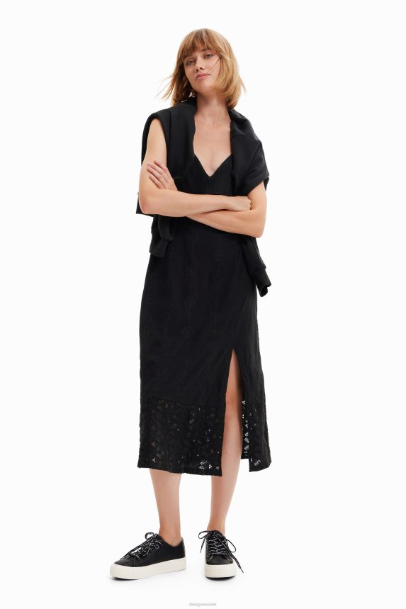 Women DesigualEmbroidered midi dress Clothing 68X240699