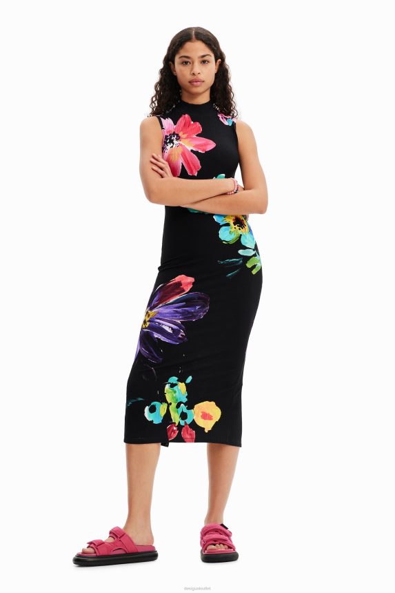 Women DesigualFloral ribbed midi dress Clothing 68X240958