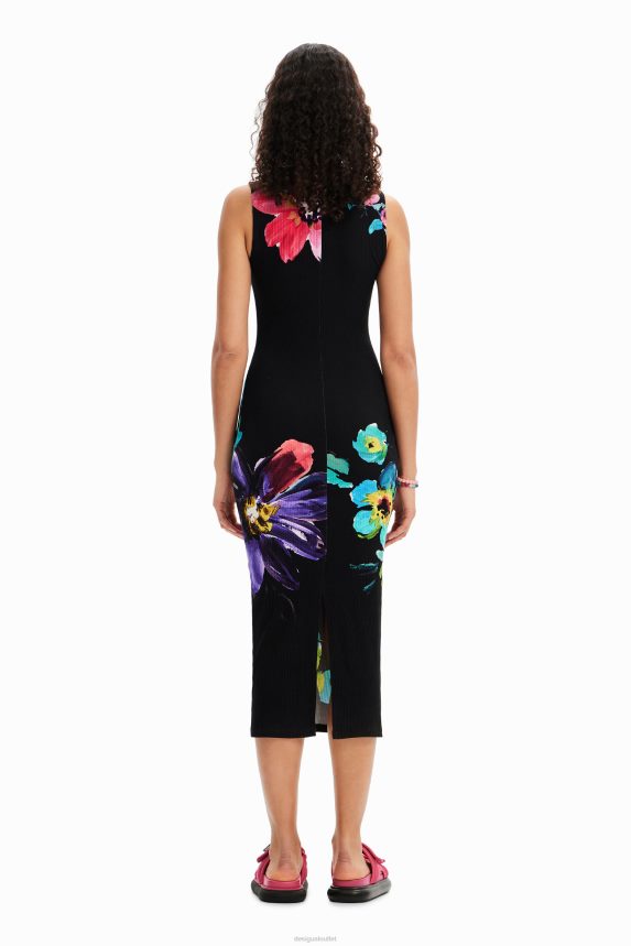 Women DesigualFloral ribbed midi dress Clothing 68X240958