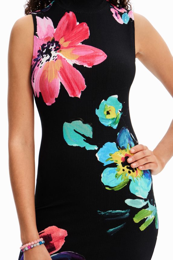 Women DesigualFloral ribbed midi dress Clothing 68X240958