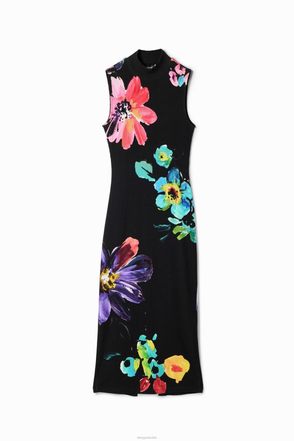 Women DesigualFloral ribbed midi dress Clothing 68X240958