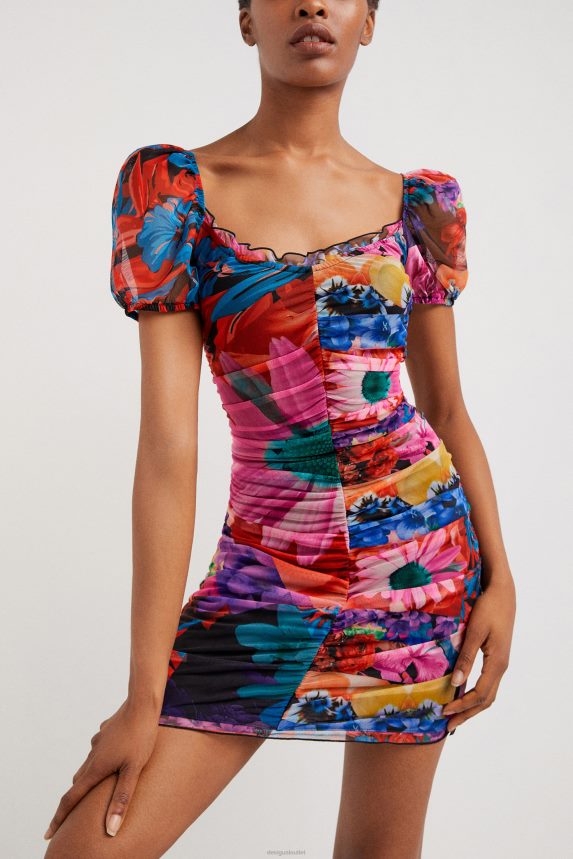 Women DesigualFloral ruched dress Clothing 68X2401063