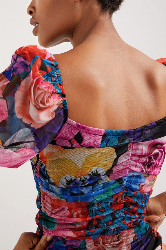 Women DesigualFloral ruched dress Clothing 68X2401063