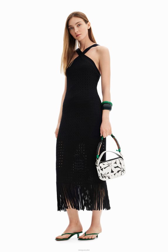 Women DesigualFringed halter midi dress Clothing 68X240326