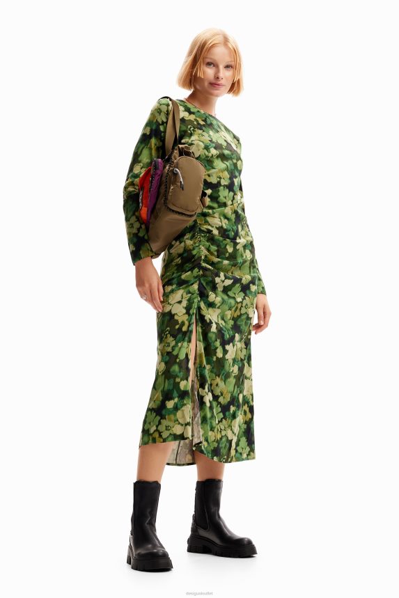 Women DesigualGathered midi dress Clothing 68X24085