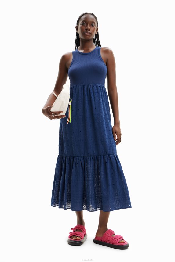 Women DesigualLong embroidered combination dress Clothing 68X240426