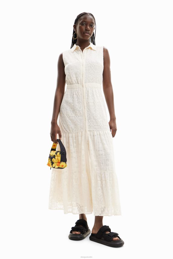 Women DesigualLong embroidered shirt dress Clothing 68X240691