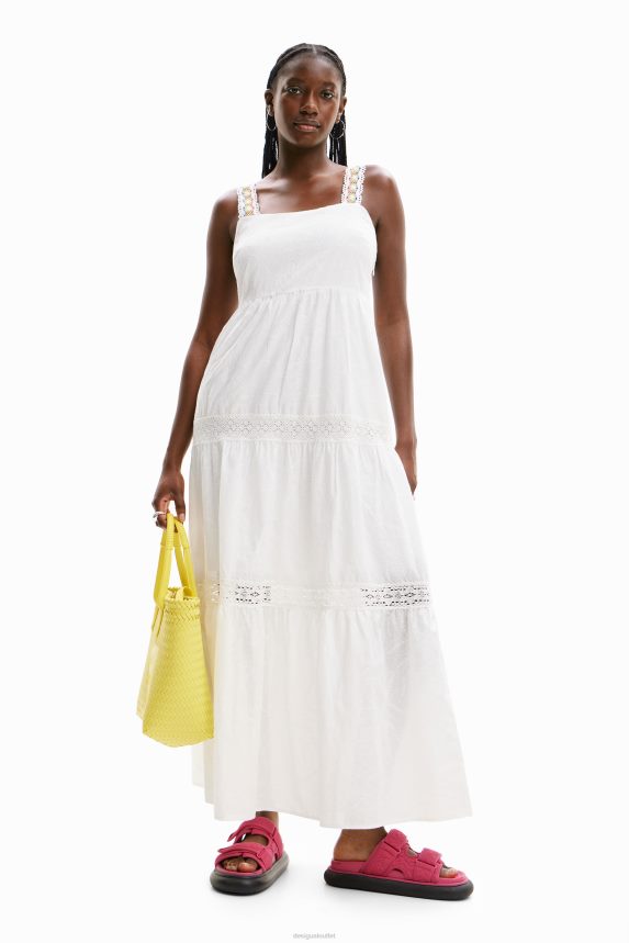 Women DesigualLong embroidered strap dress Clothing 68X240917