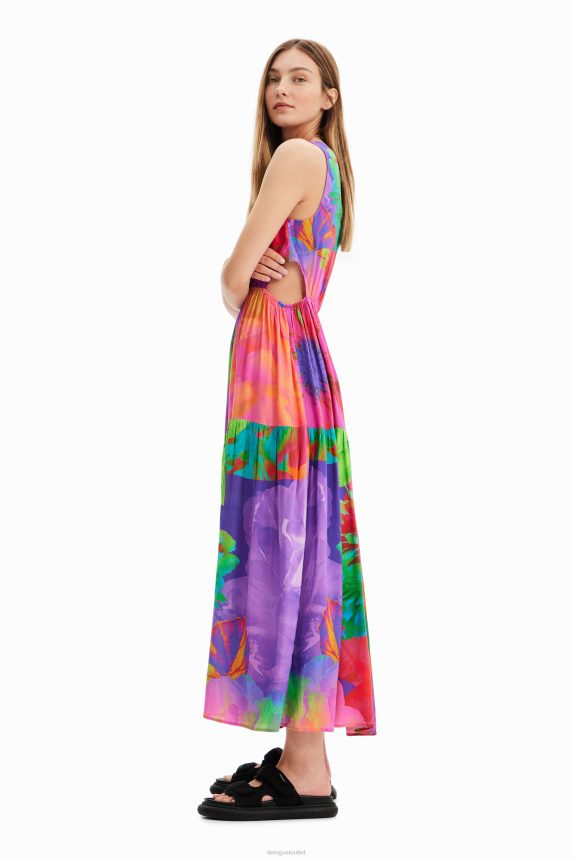 Women DesigualLong flower cut-out dress Clothing 68X240403