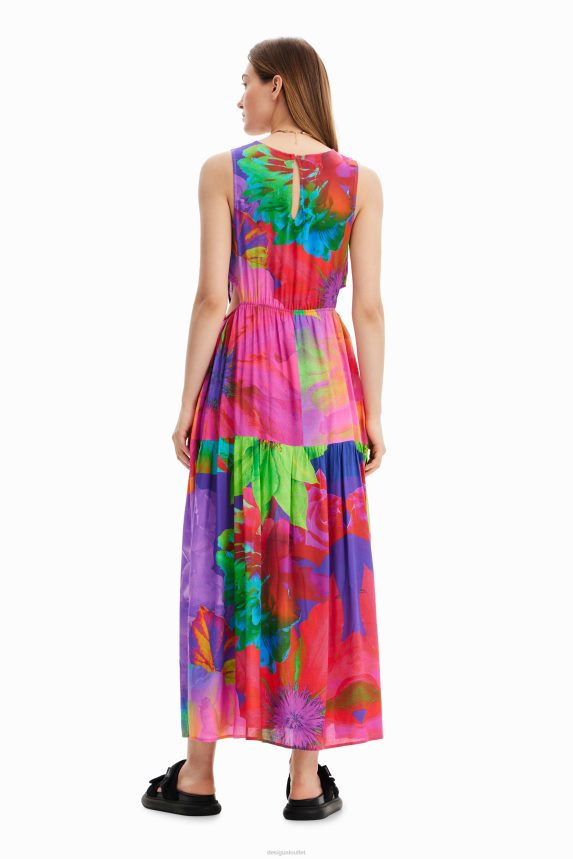 Women DesigualLong flower cut-out dress Clothing 68X240403