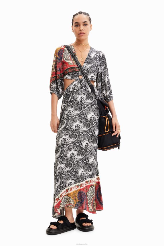 Women DesigualLong paisley cut-out dress Clothing 68X240790
