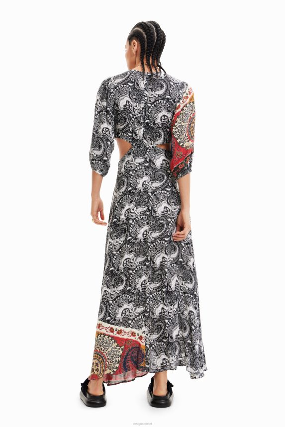Women DesigualLong paisley cut-out dress Clothing 68X240790