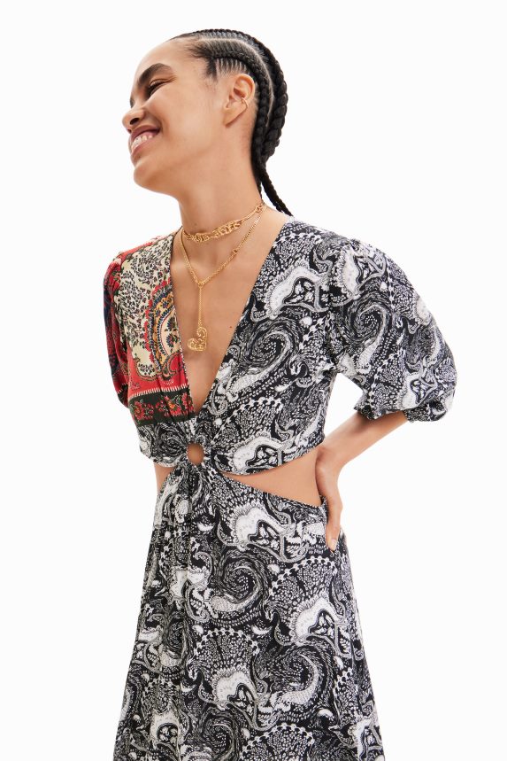 Women DesigualLong paisley cut-out dress Clothing 68X240790