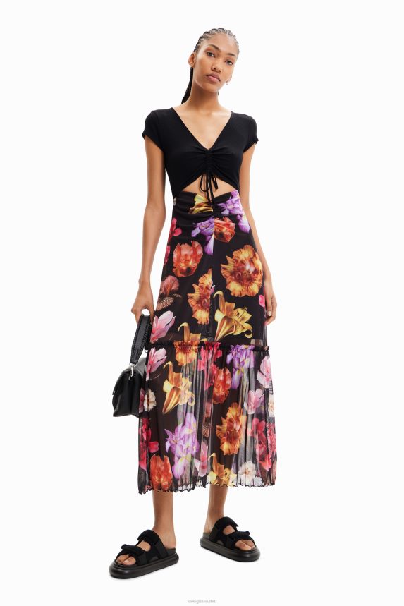 Women DesigualM. Christian Lacroix combination floral long dress Clothing 68X240356