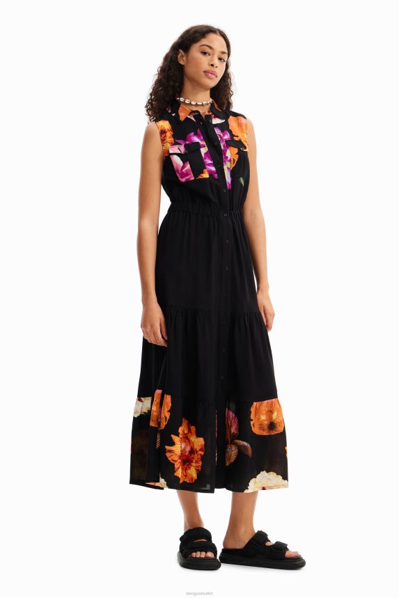 Women DesigualM. Christian Lacroix long floral shirt dress Clothing 68X24035