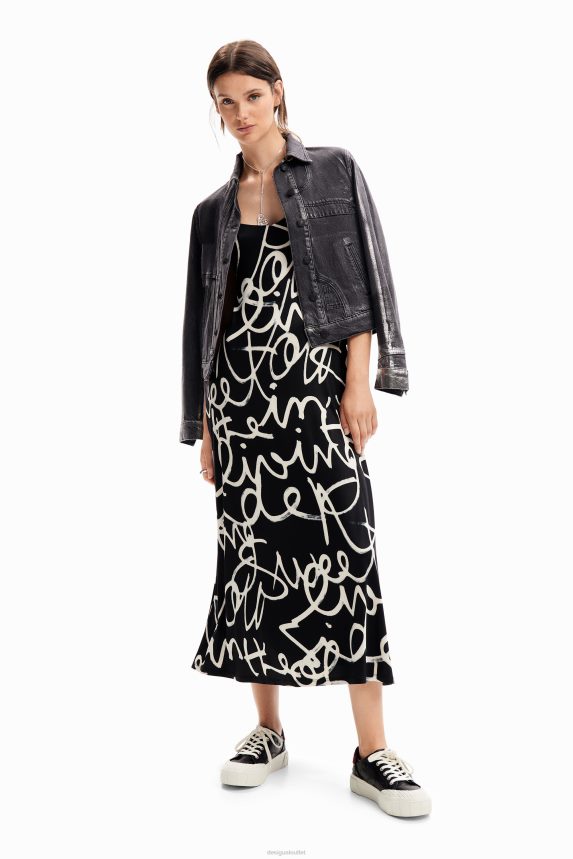 Women DesigualMessage midi slip dress Clothing 68X24033
